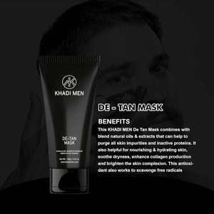 Khadi Men De tan face mask Exfoliates & tighten the skin Pigmentation control & sagging skin Control acne & skin inflammation - 100GM