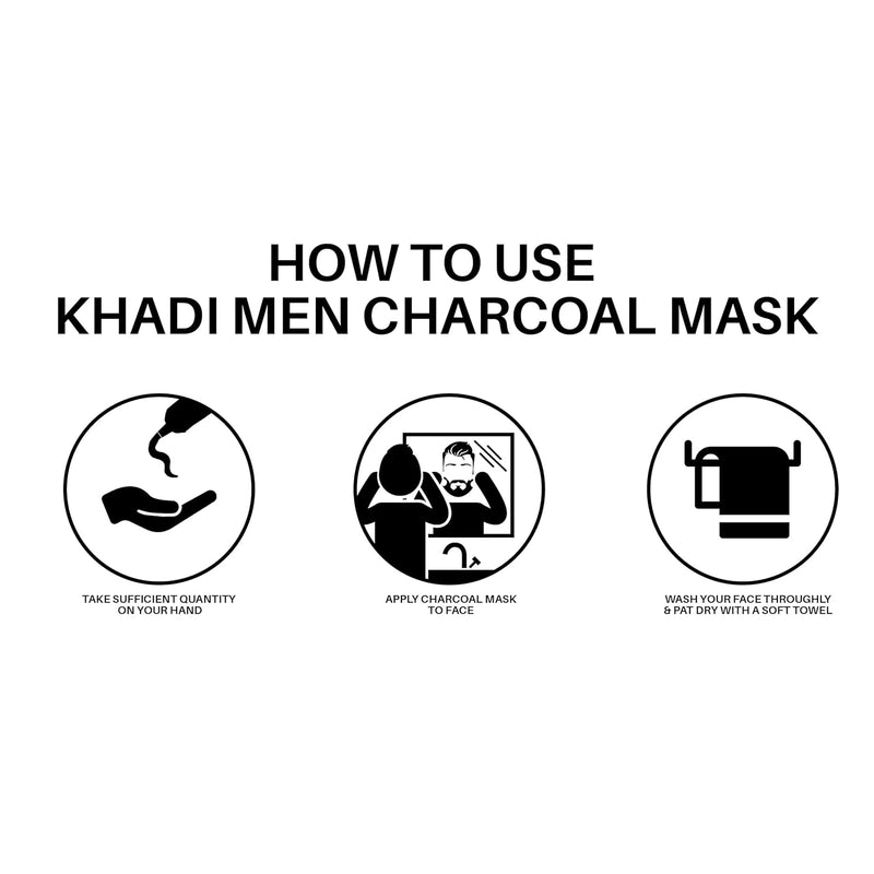 Khadi Men Activated Charcoal Face Mask for Men with Vitamin E for Deep Pore Cleansing, Removing Blackheads | Detoxifying Charcoal Mask for Men | Paraben & Sulphate Free - 100gm