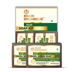 Khadi Organique Basil Scrub Soap Combo Kit