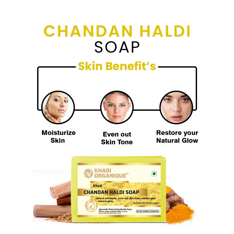 Khadi Organique Chandan Haldi Soap (Pack Of 3)