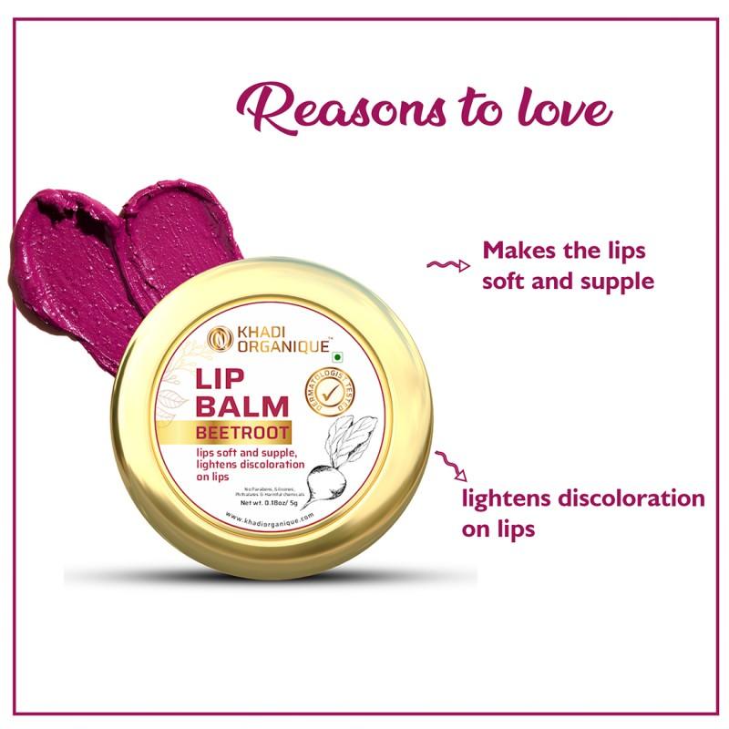 Khadi Organique Beetroot Lip Balm For Dry Damaged And Chapped Lips - 5GM - khadiorganique