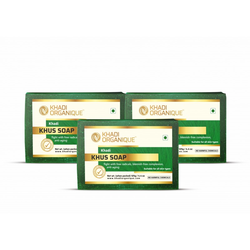 Khadi Organique Khus Soap (Pack Of 3)