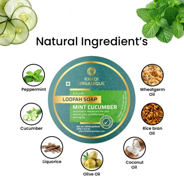 Khadi Organique Mint Cucumber Loofah Soap