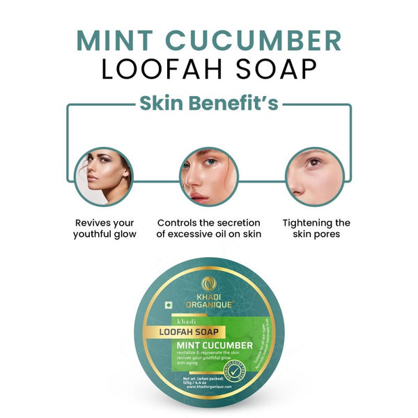 Khadi Organique Mint Cucumber Loofah Soap