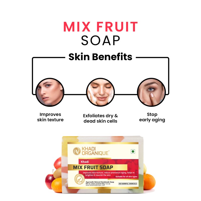 Khadi Organique Mix Fruit Soap (Pack Of 3)