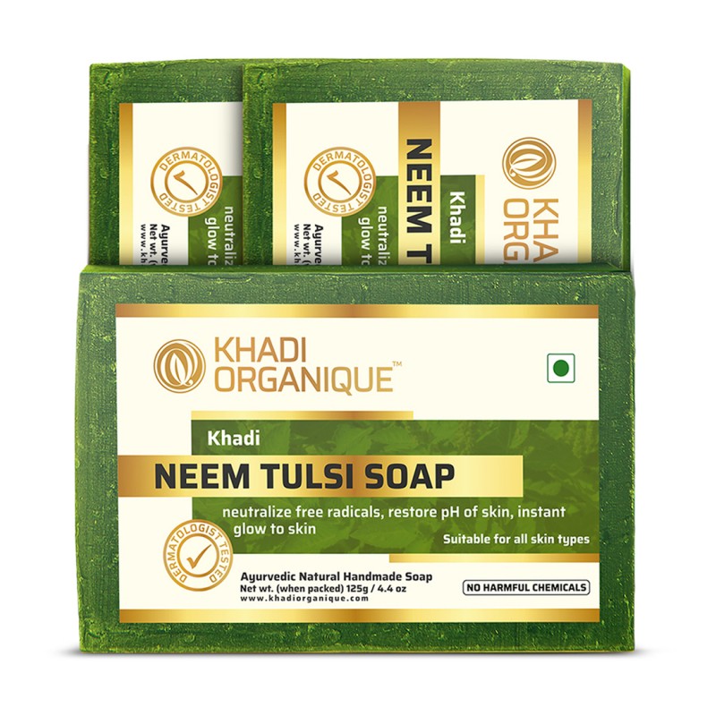 Buy Khadi Organique Handmade Herbal Neem Tulsi Soap(Pack of 3)