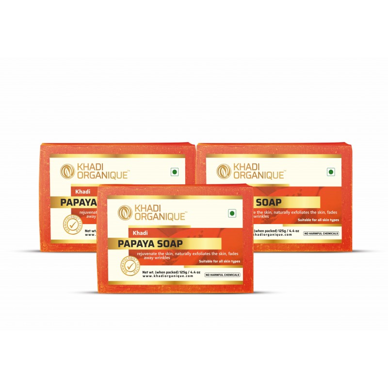 Khadi Organique Papaya Soap (Pack Of 3)