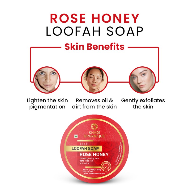 Khadi Organique Rose Honey Loofah Soap