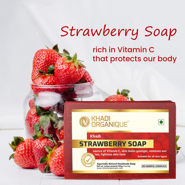Khadi Organique Strawberry Soap (Pack Of 3)