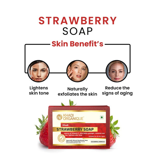 Khadi Organique Strawberry Soap (Pack Of 3)